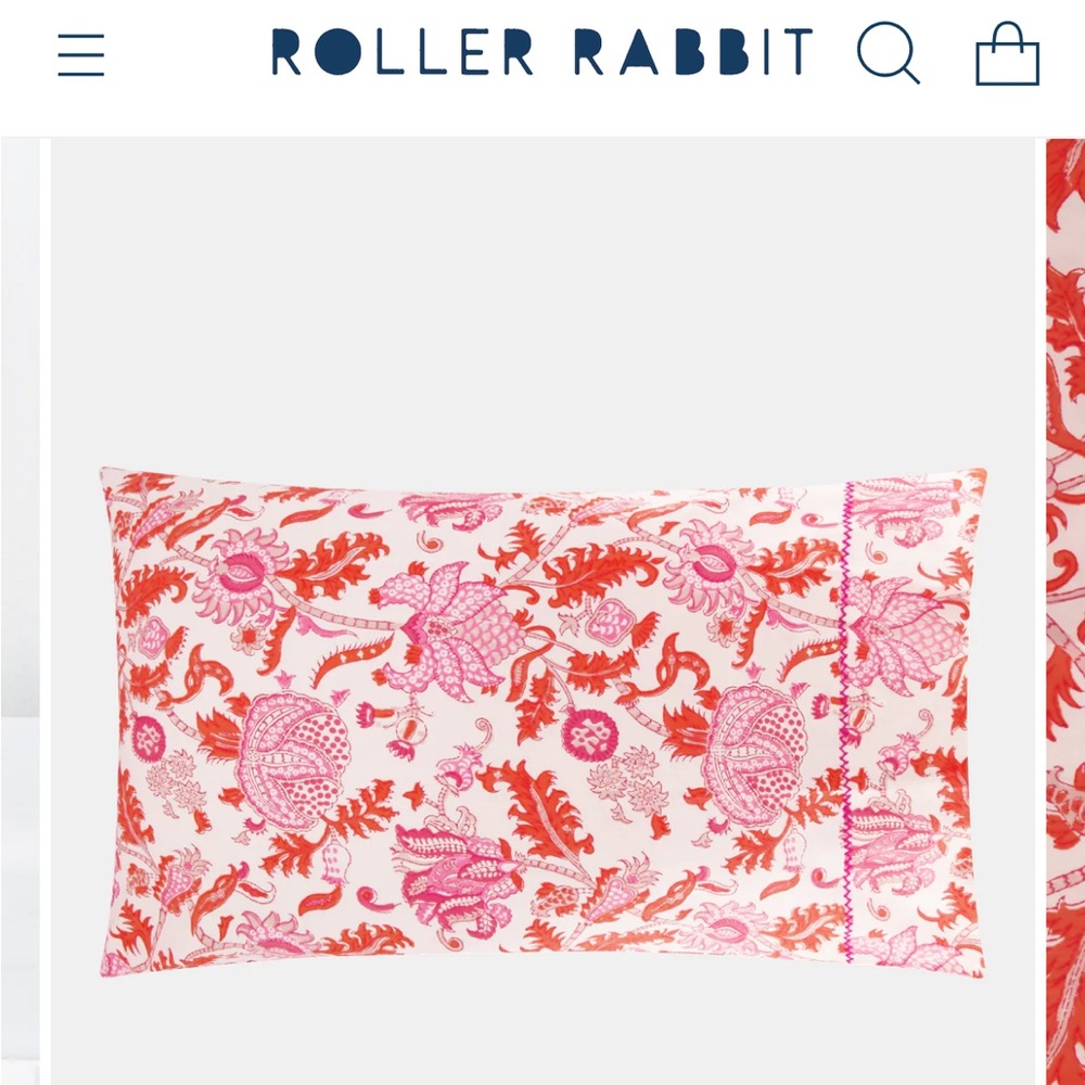 Roberta Roller Rabbit Pink & Orange Floral Pillowcase - Standard, includes 1